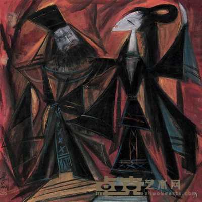 林风眠 约70年代末期 京剧人物 64×64.5cm